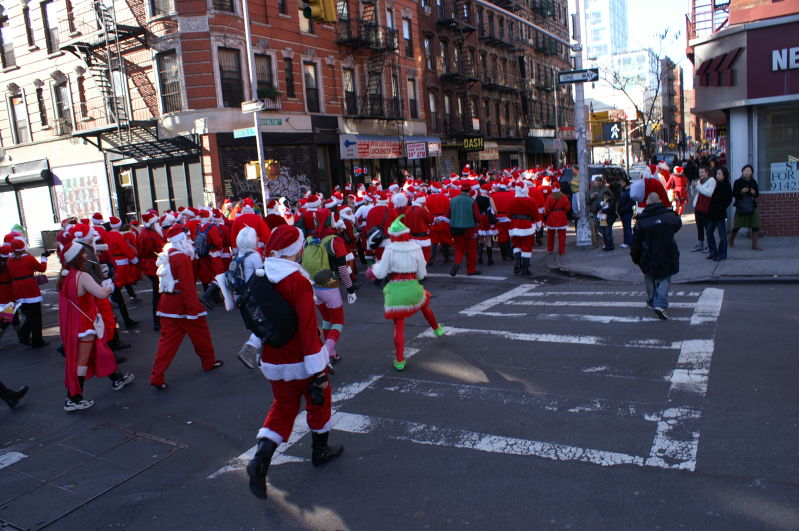 hundreds of santas